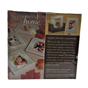 Glass Photo Coasters Sarah Peyton Home Set Of 4 Square Slip Proof Wood